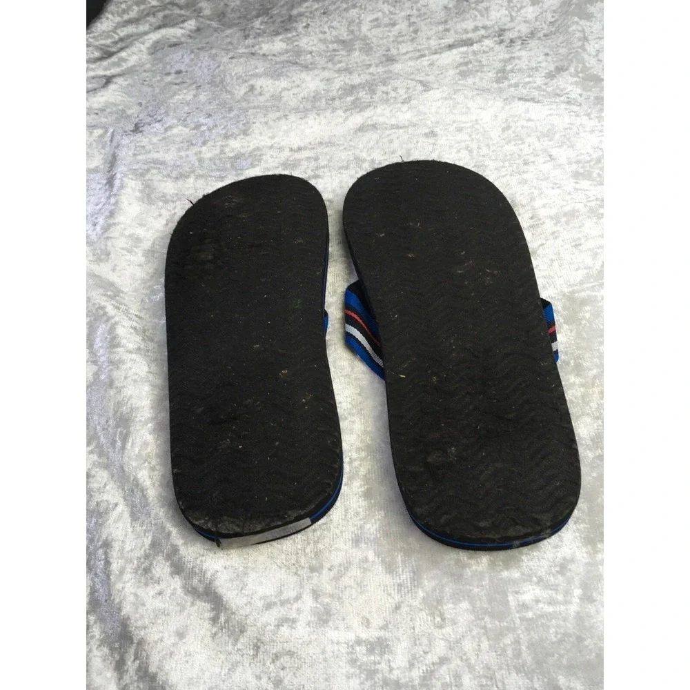 Marvel Captain America Flip Flops Size 12/13 Black Blue Red‎ Striped Strap